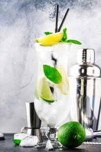 Organic tequila caipirinha