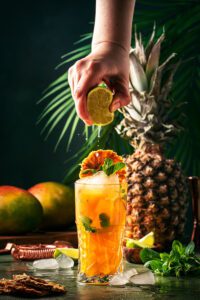 Organic tequila pineapple express cocktail