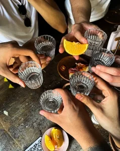 Top sipping tequila